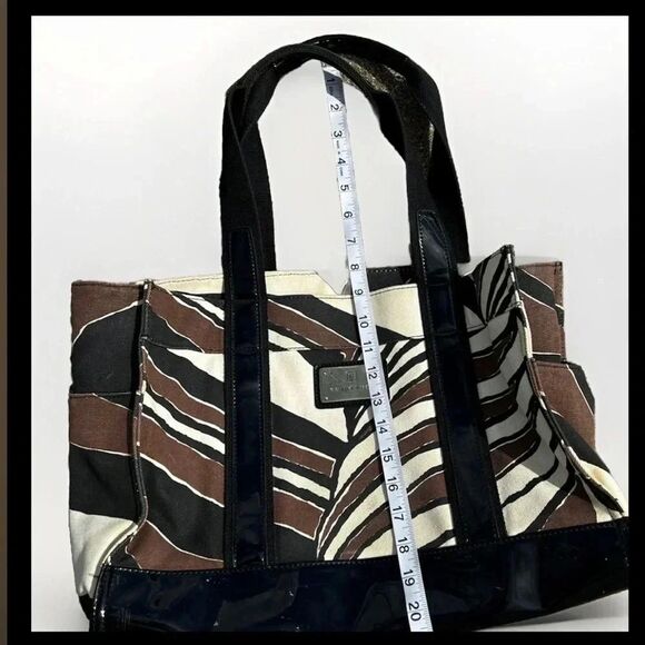 Trina Turk Canvas Brown/Black Tote - Picture 8 of 9